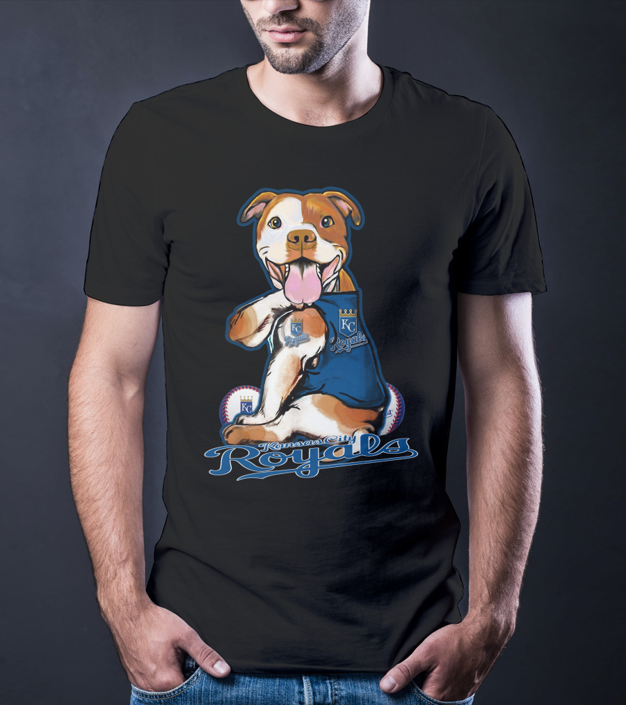 Kansas City Royals Pittbull Mascot Playful Baseball T-Shirt
