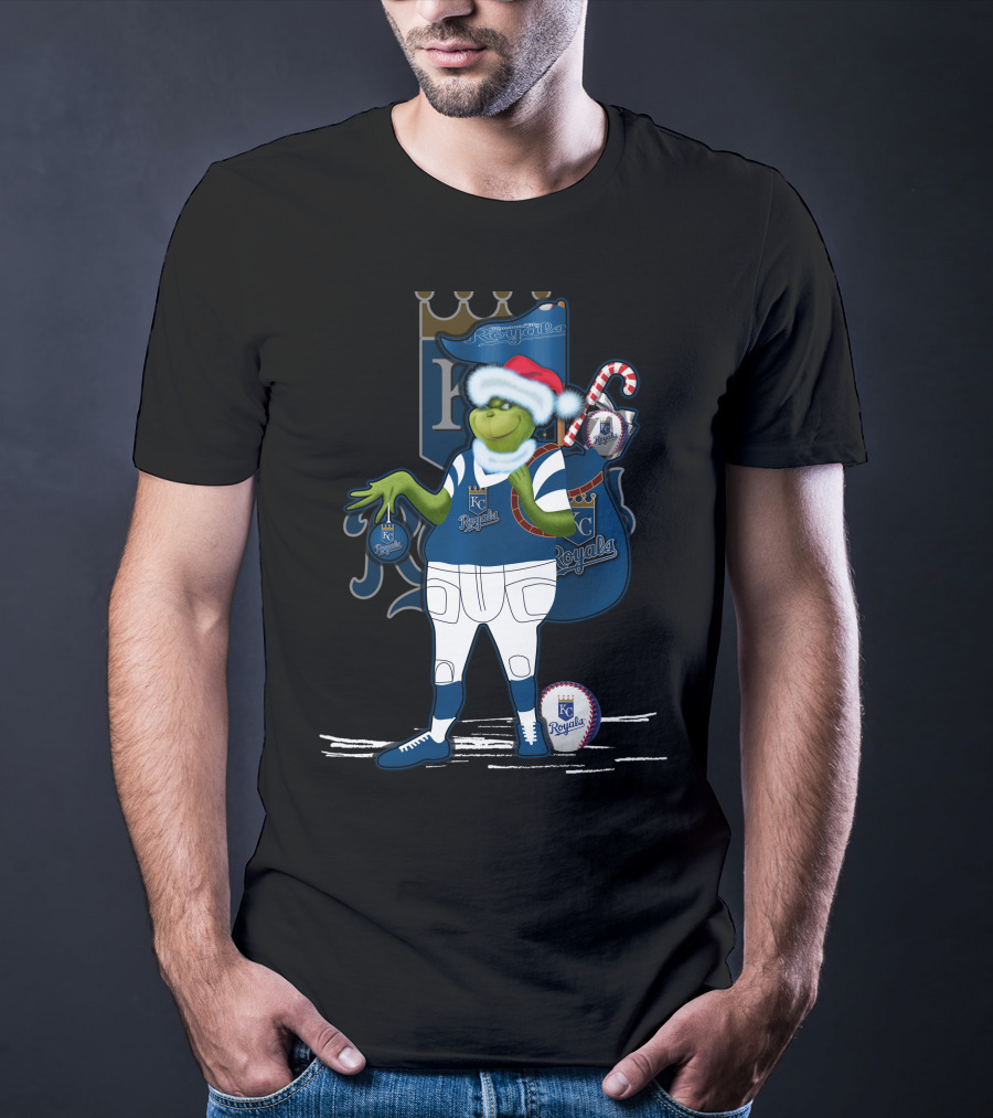 Grinchxmas Kansas City Royals Christmas Baseball T-Shirt