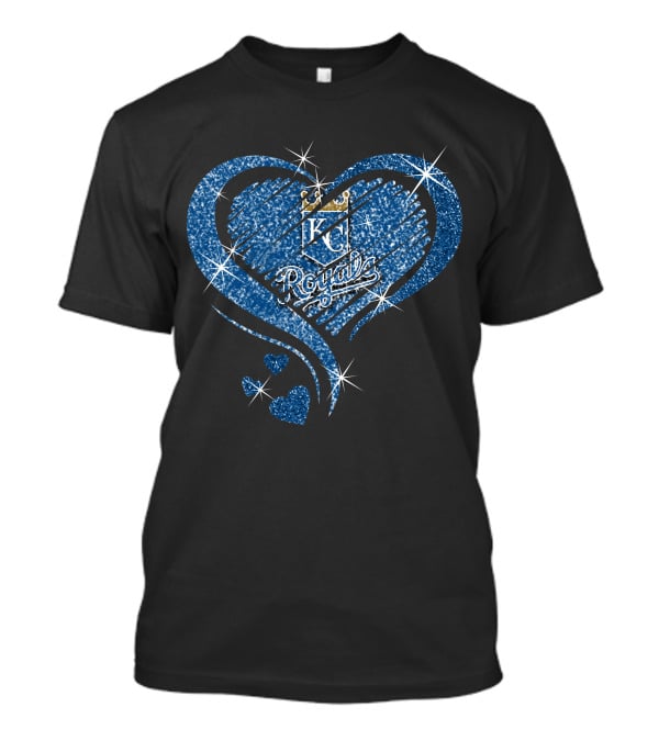 Heart Diamond KC Royals Blue Sparkle T-Shirt