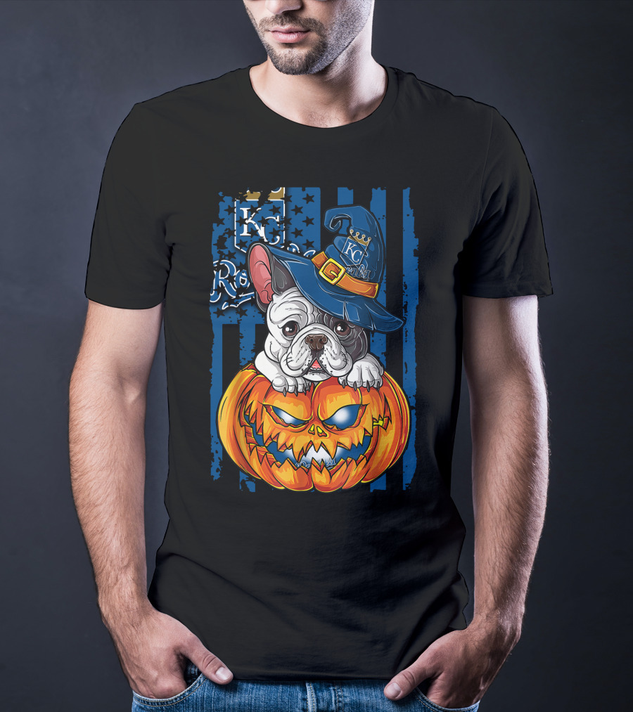 Hlw Bulldog KC Royals Halloween Pumpkin T-Shirt
