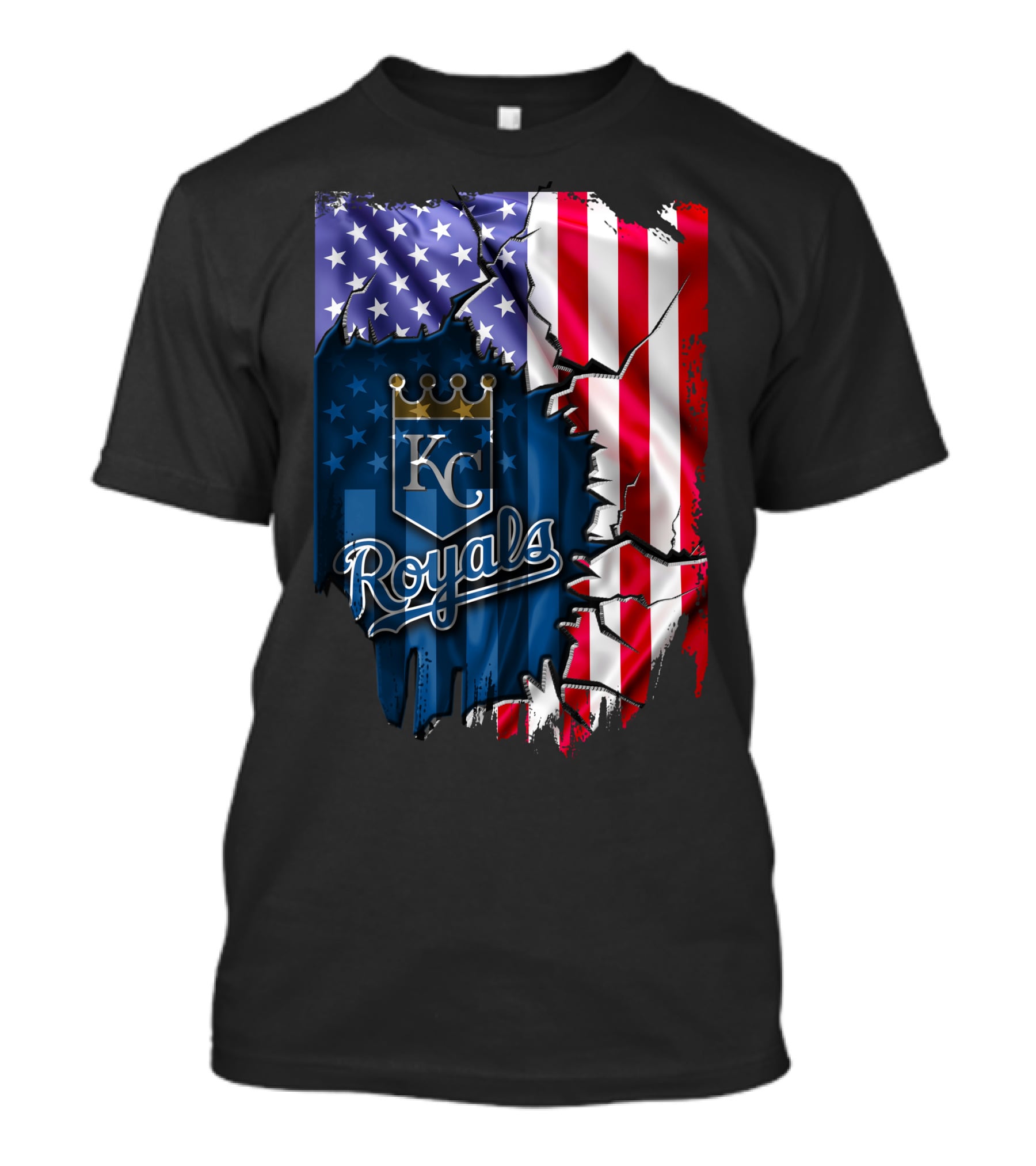 Kansas City Royals Logo With American Flag Background T-Shirt