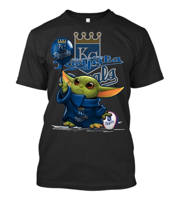Yoda Kansas City Royals Holding KC Ball And Balloon T-Shirt