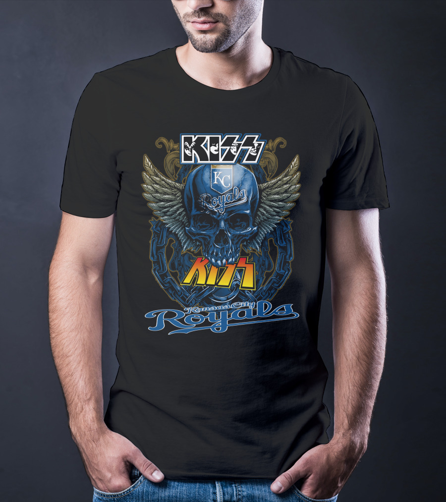 Kiss Kansas City Royals Skull Wings Chain T-Shirt