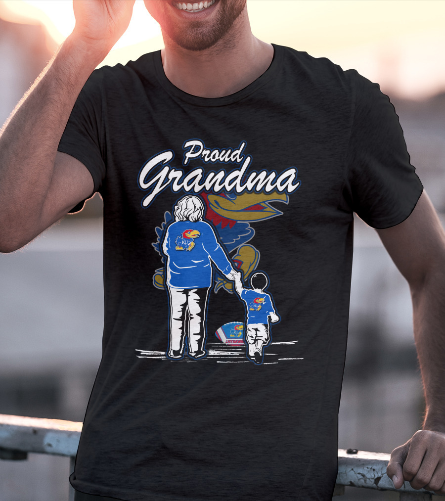 Proud Grandma Of Kansas Jayhawks Fan With Logo T-Shirt