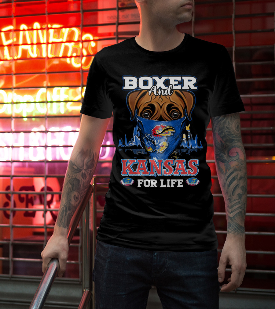 Boxer And Kansas Jayhawks For Life T-Shirt