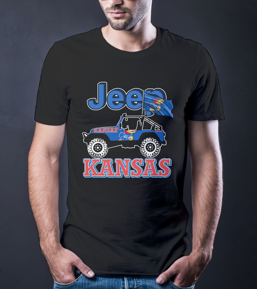 Jeep Kansas Jayhawks KU Logo And Flag T-Shirt