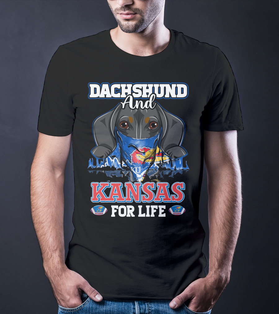 Dachshund And Kansas For Life Jayhawks KU Spirit T-Shirt