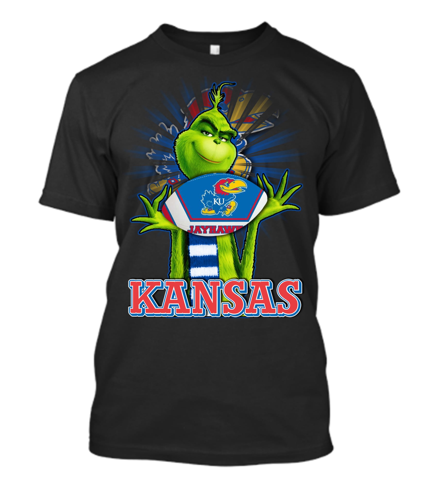 Grinch Holding Kansas Jayhawks Football Kansas T-Shirt
