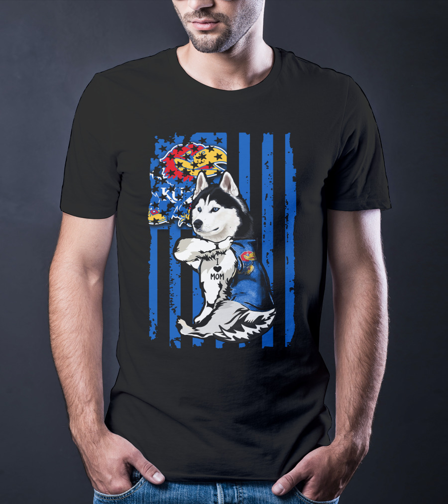 Siberian Husky KU Mom Kansas Jayhawks T-Shirt