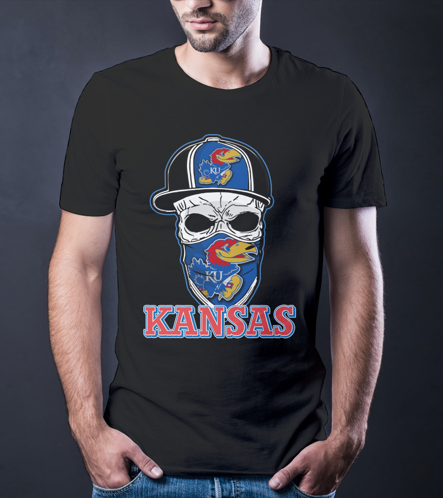 Kansas Jayhawks Skull Hat KU T-Shirt