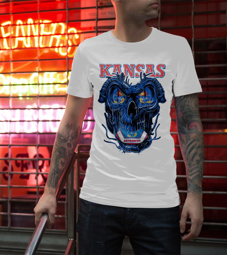 Kansas Jayhawks Dragonskull KU Football T-Shirt