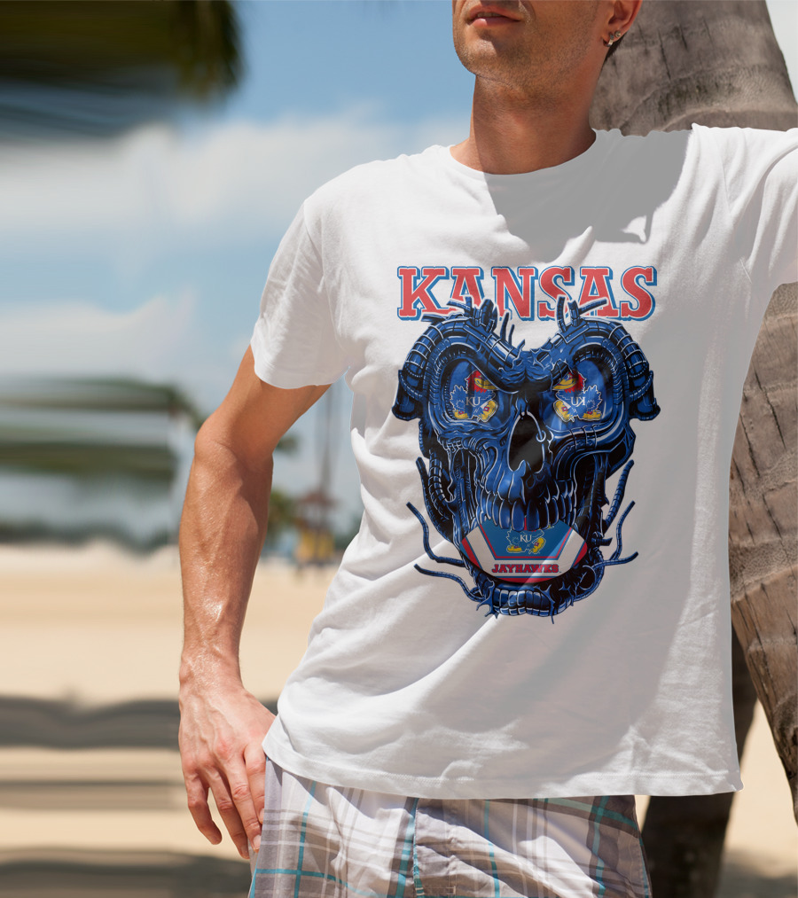 Kansas Jayhawks Dragonskull KU Football T-Shirt