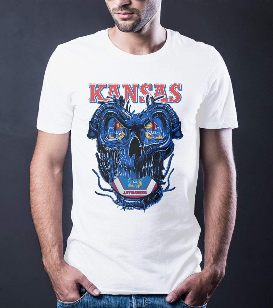 Kansas Jayhawks Dragonskull KU Football T-Shirt