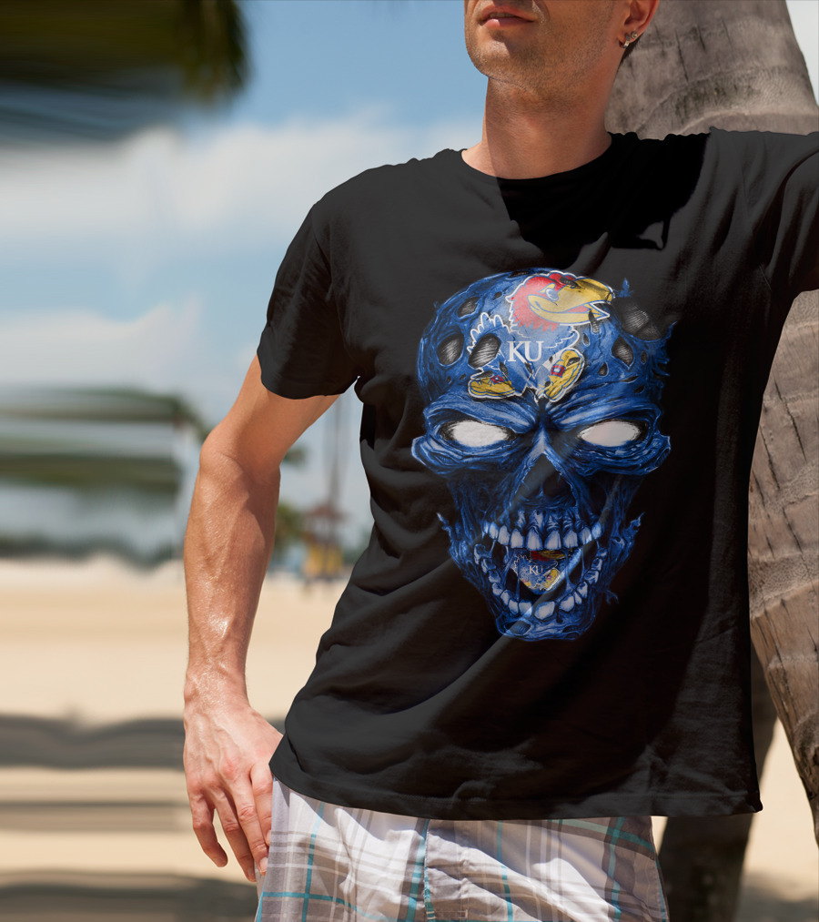 Kansas Jayhawks Skull KU T-Shirt