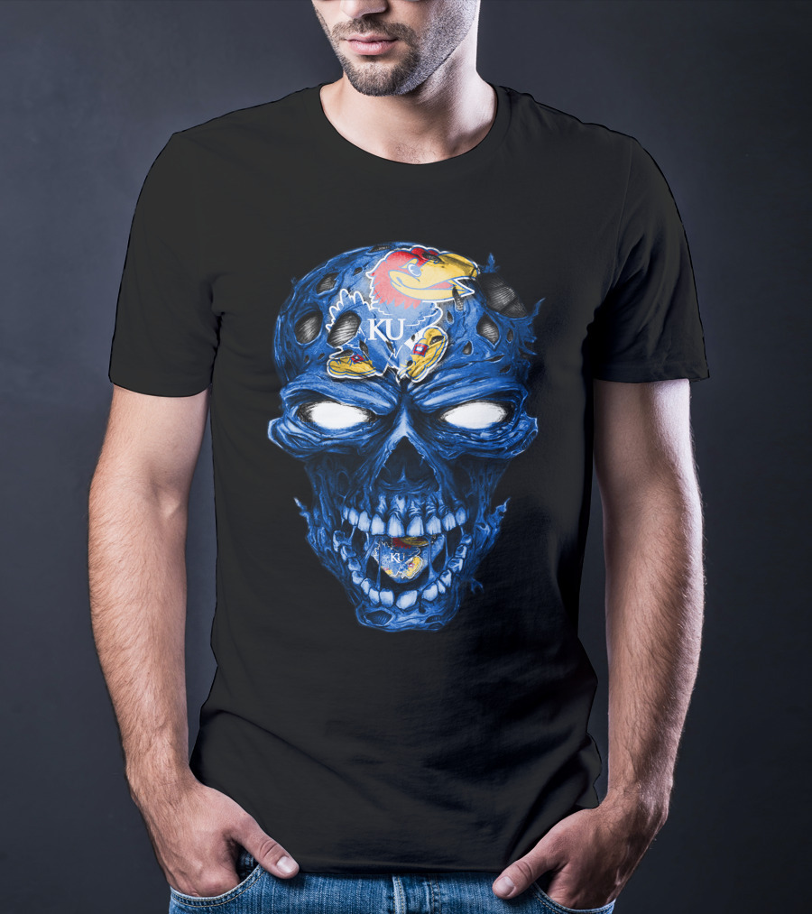 Kansas Jayhawks Skull KU T-Shirt