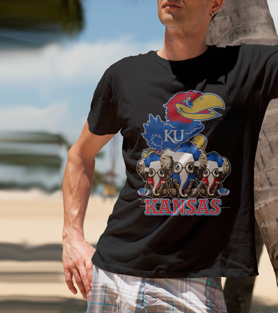 Kansas Jayhawks Christmas Elephants T-Shirt