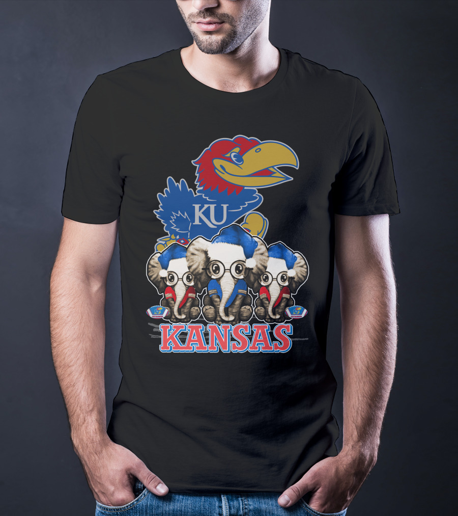 Kansas Jayhawks Christmas Elephants T-Shirt