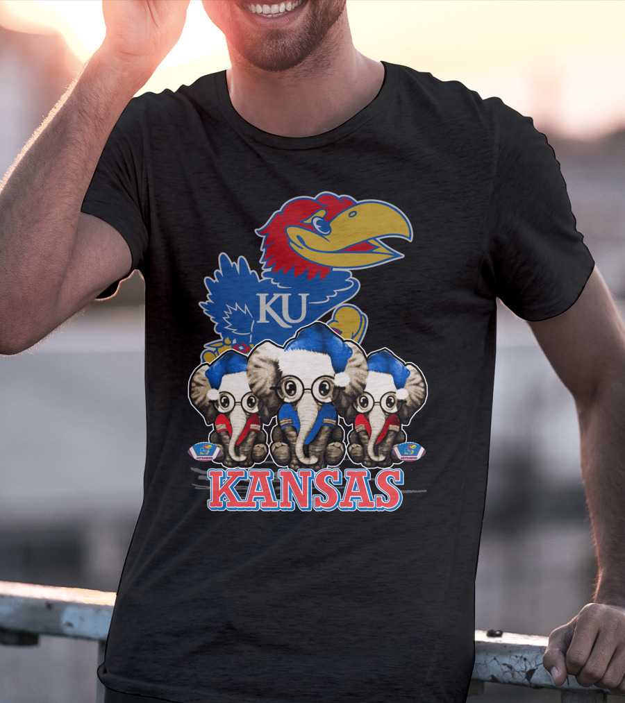 Kansas Jayhawks Christmas Elephants T-Shirt