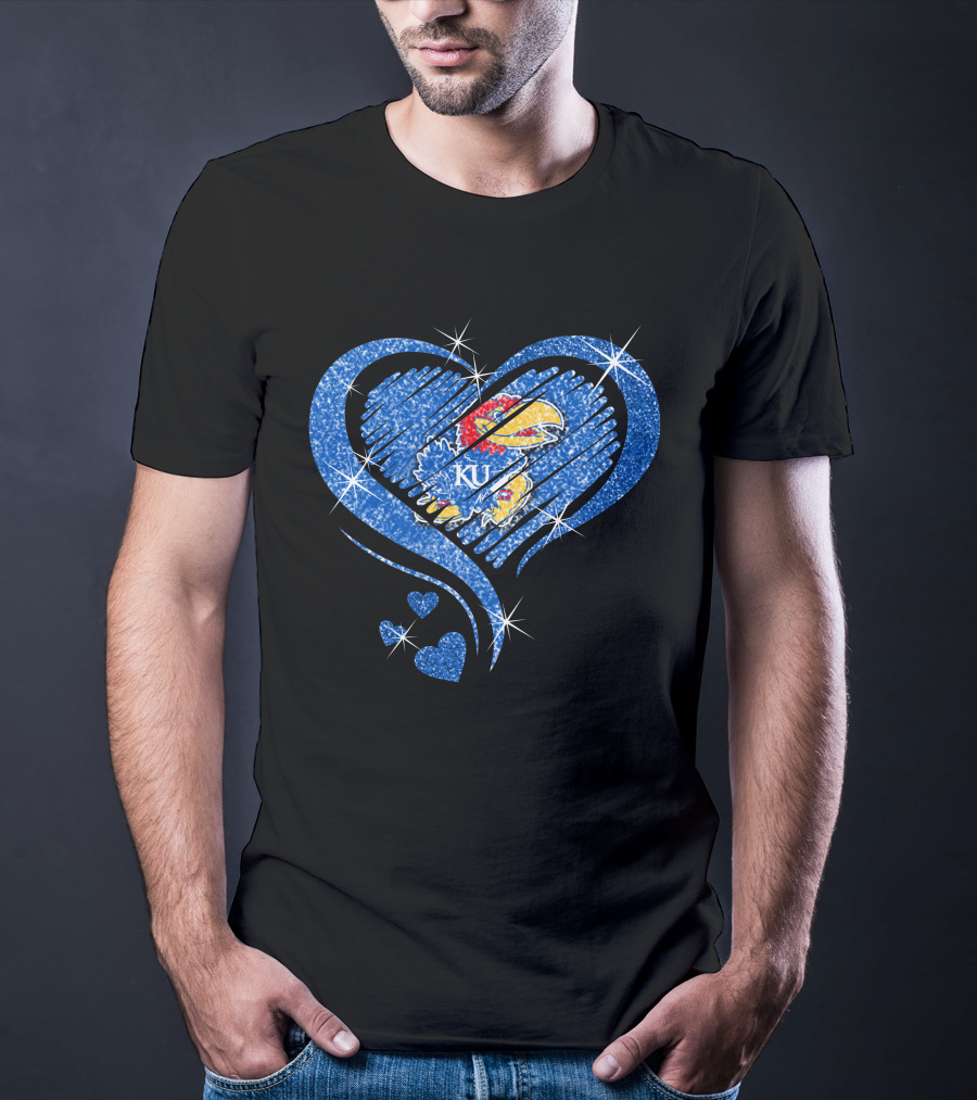 Kansas Jayhawks Sparkling Heart KU T-Shirt