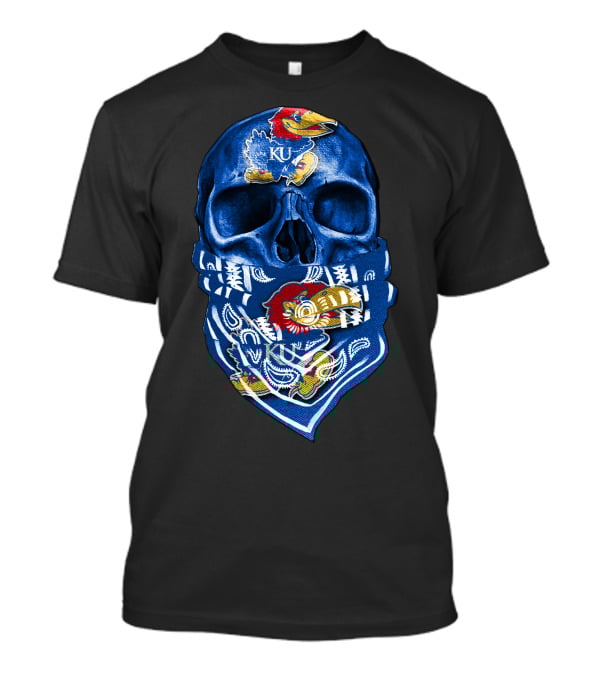 Kansas Jayhawks Skull With KU Bandana T-Shirt