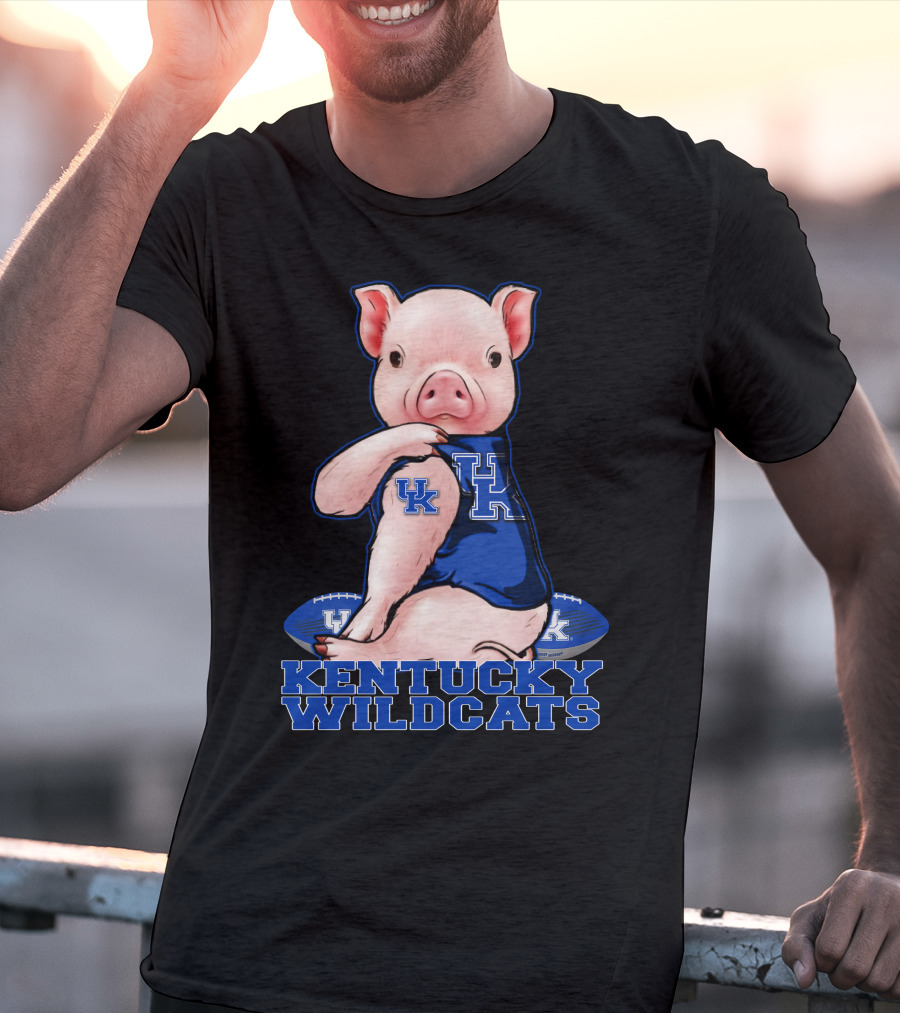 Pig Wearing Kentucky Wildcats Football Jersey T-Shirt
