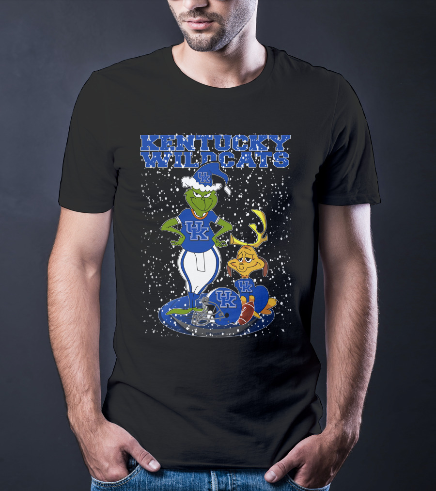 Grinchxmas Kentucky Wildcats UK Football Snowy Scene T-Shirt