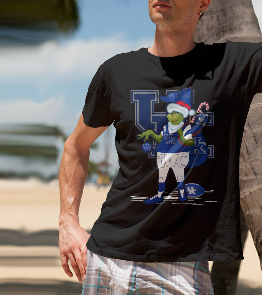 Kentucky Wildcats Grinch Christmas Santa Sports Fan T-Shirt
