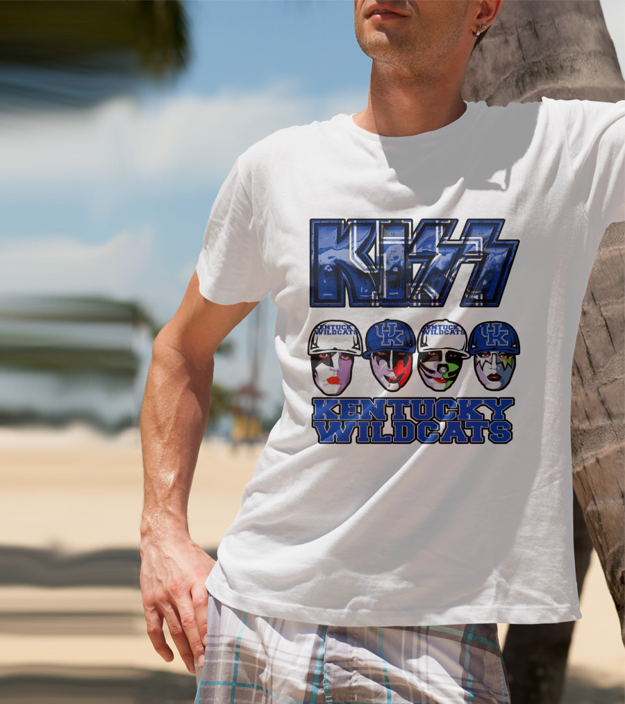 Kiss Kentucky Wildcats Blue Rock And Roll Band Fans T-Shirt