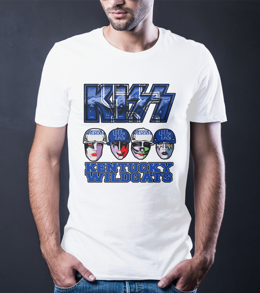 Kiss Kentucky Wildcats Blue Rock And Roll Band Fans T-Shirt