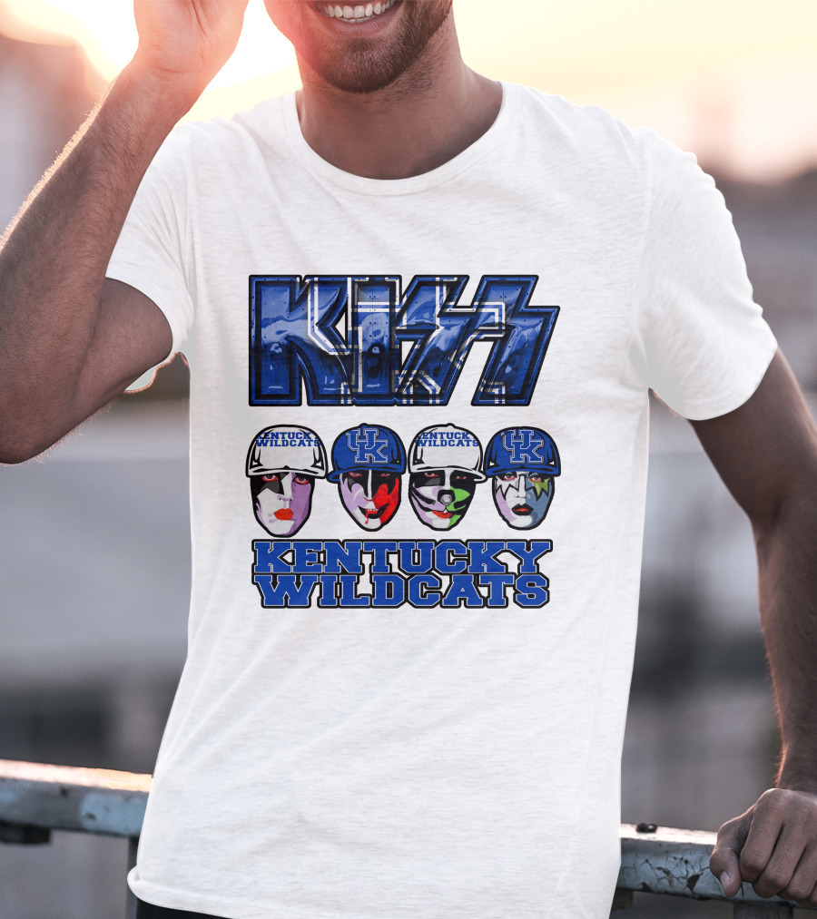 Kiss Kentucky Wildcats Blue Rock And Roll Band Fans T-Shirt