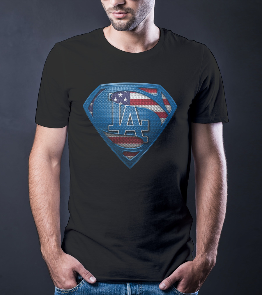 Los Angeles Dodgers American Flag Superhero T-Shirt
