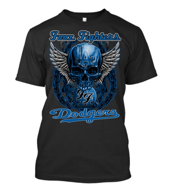 Foo Fighters Los Angeles Dodgers 47 Winged Skull T-Shirt
