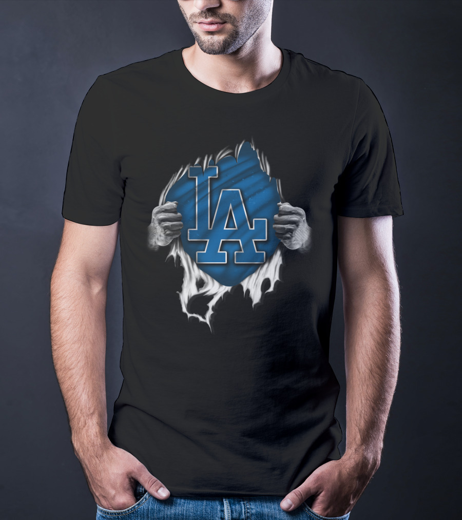 Torn LA Dodgers Logo With Hands T-Shirt