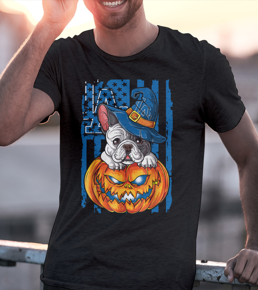 Hlw Bulldog Halloween Pumpkin Los Angeles Dodgers T-Shirt