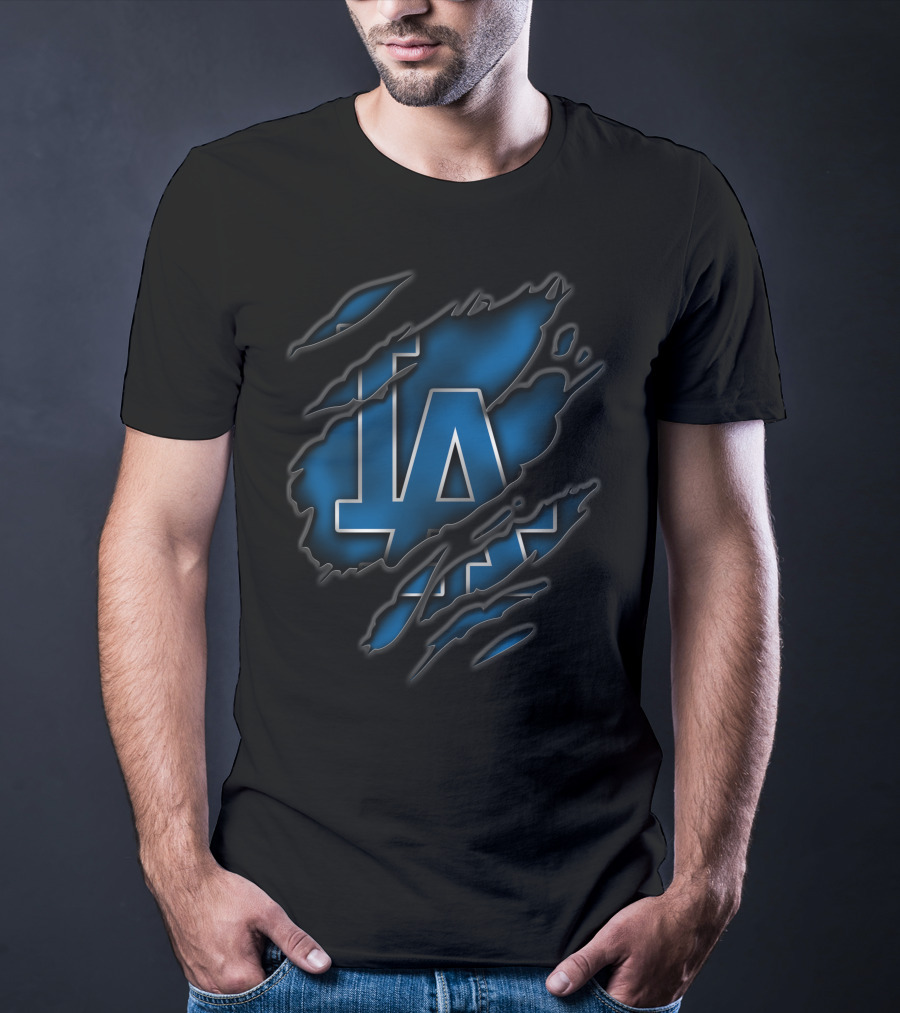 Torn Los Angeles Dodgers LA Logo Ripped Claw Marks T-Shirt