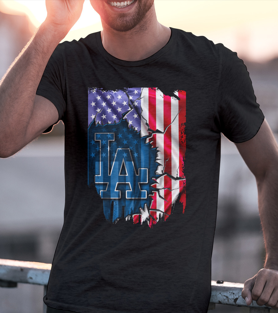 LA Dodgers American Flag Fusion T-Shirt
