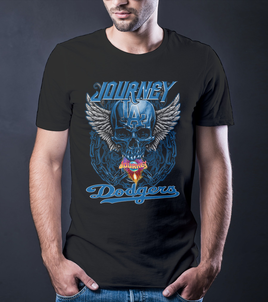 Journey Los Angeles Dodgers Skull Wings Iconic T-Shirt