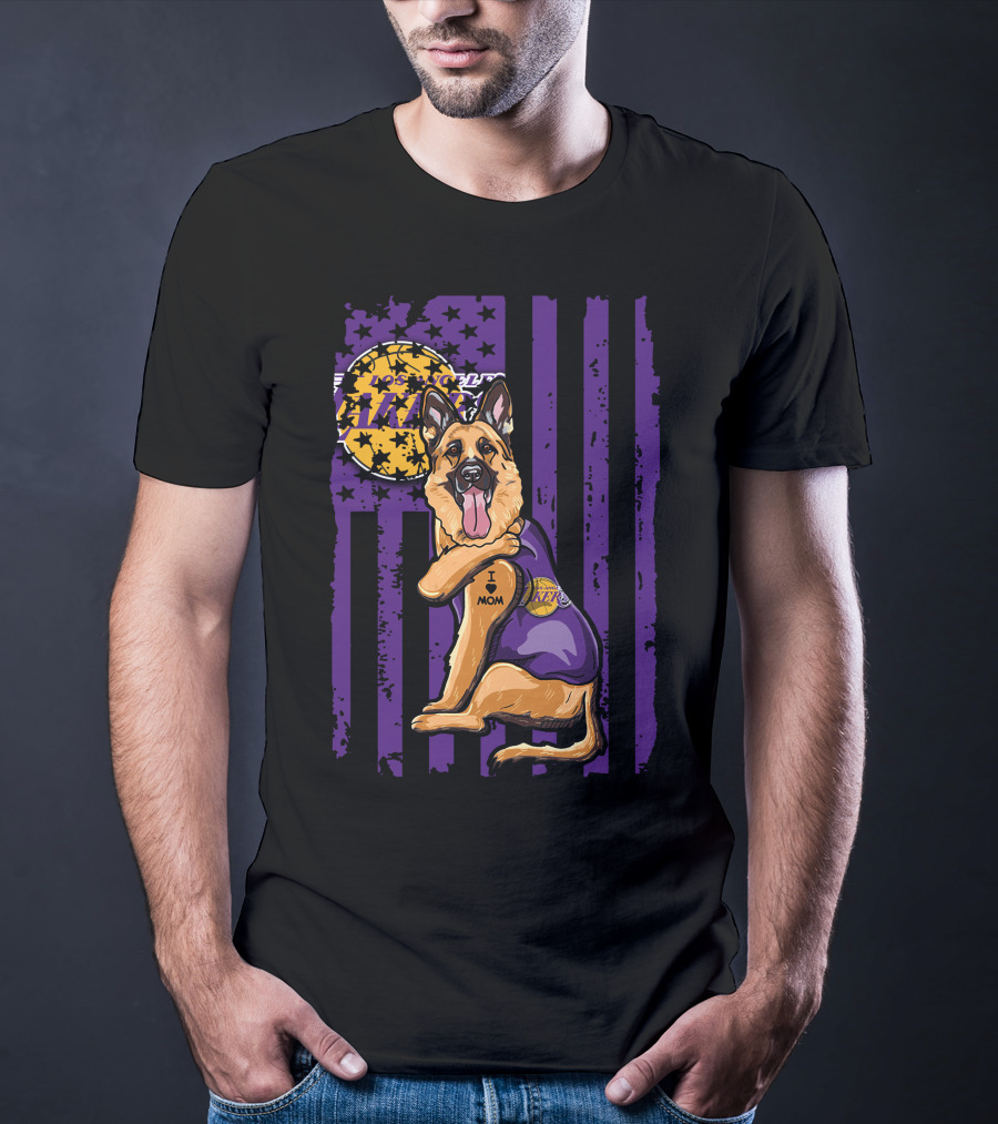 German Shepherd Los Angeles Lakers Fan Mom T-Shirt