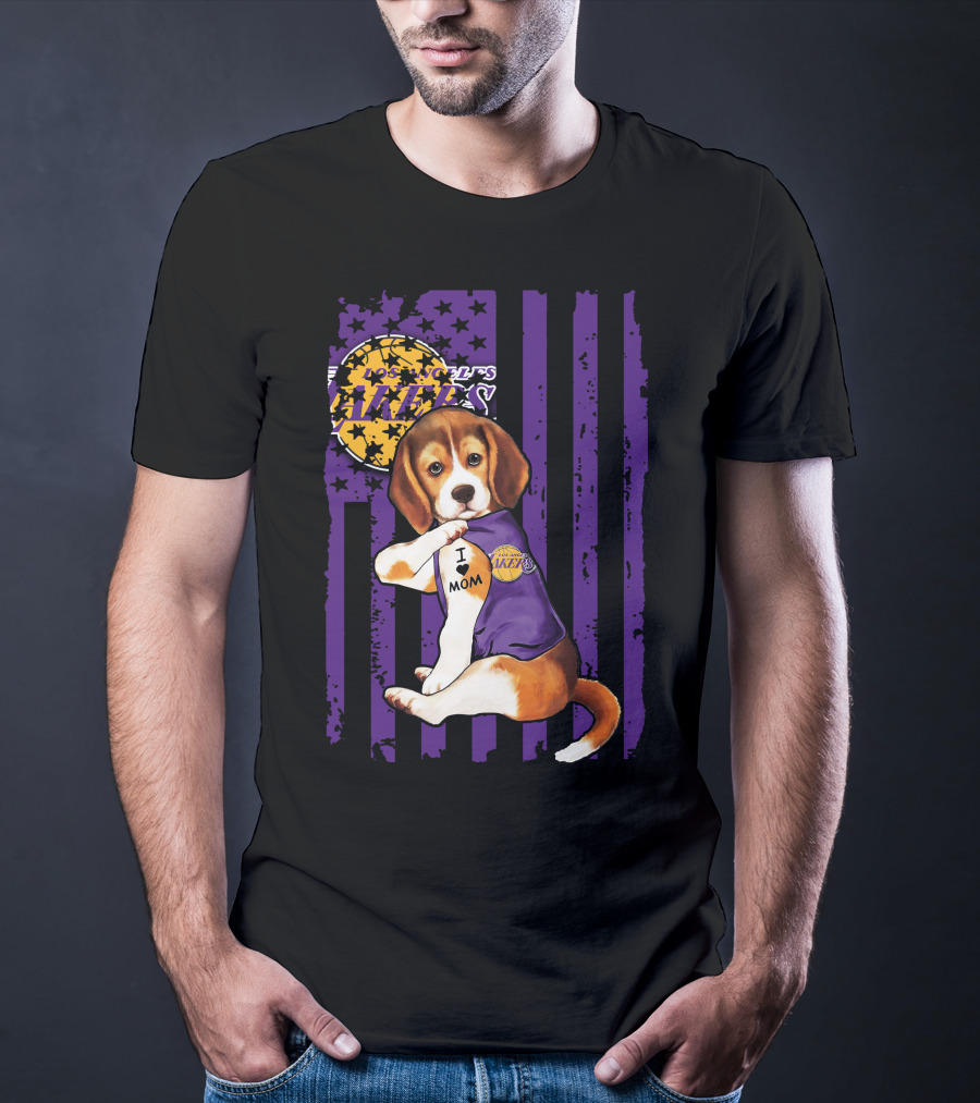 Beagle I Love Mom Los Angeles Lakers T-Shirt