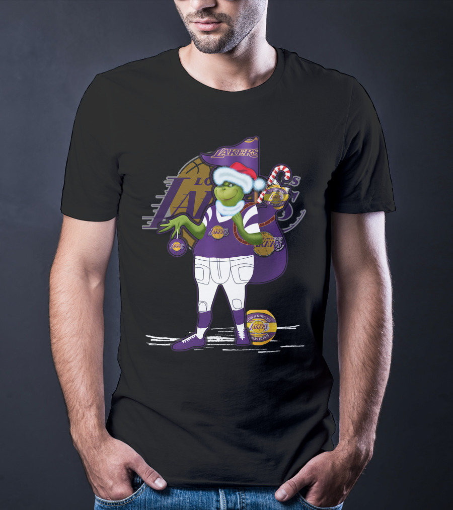 Los Angeles Lakers Grinch Christmas Basketball Mashup T-Shirt