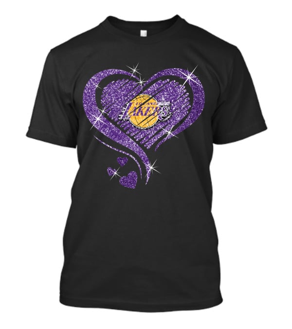 Heart Diamond Los Angeles Lakers Purple Sparkle T-Shirt