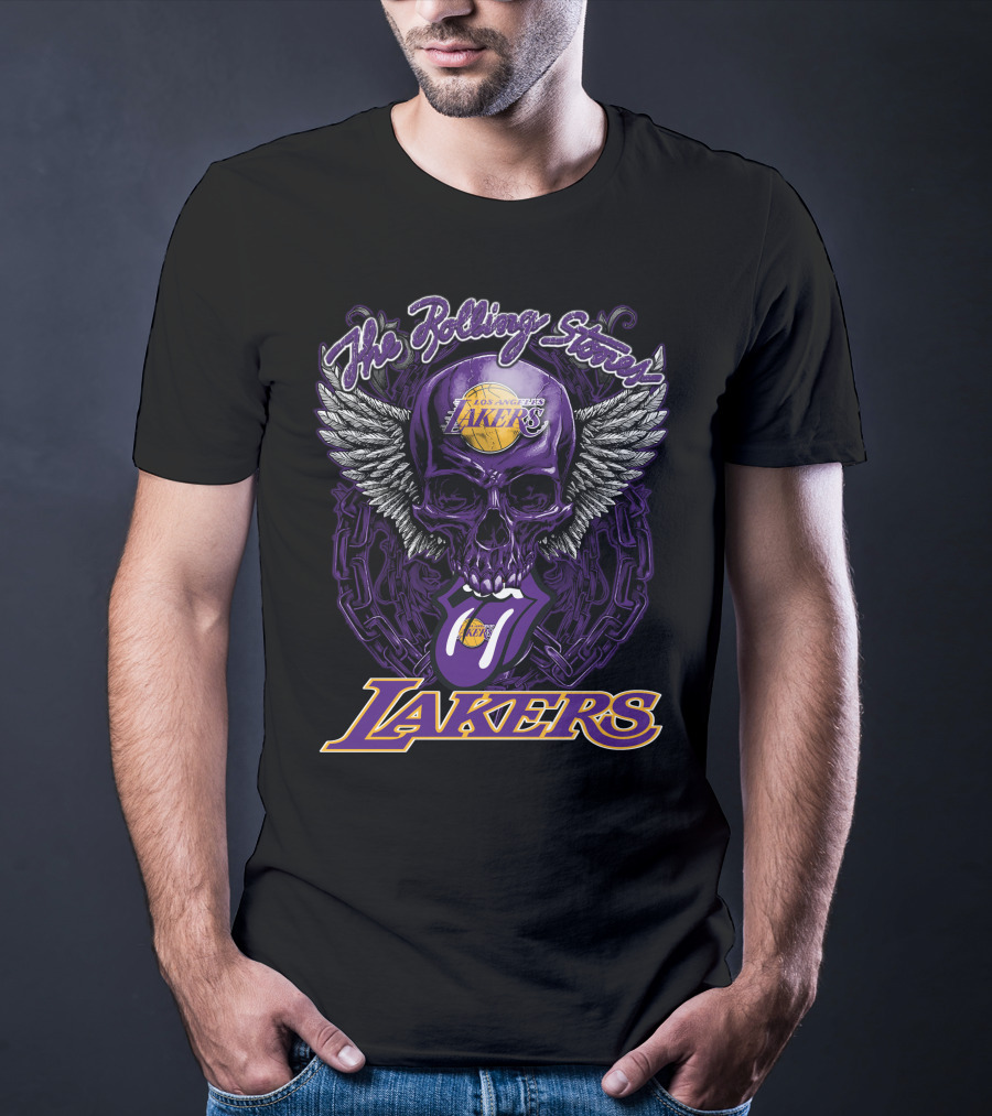 The Rolling Stones Los Angeles Lakers Skull Logo Collaboration T-Shirt