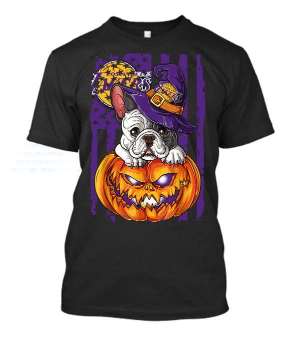 Hlw Bulldog Los Angeles Lakers Halloween Pumpkin Wizard Hat T-Shirt