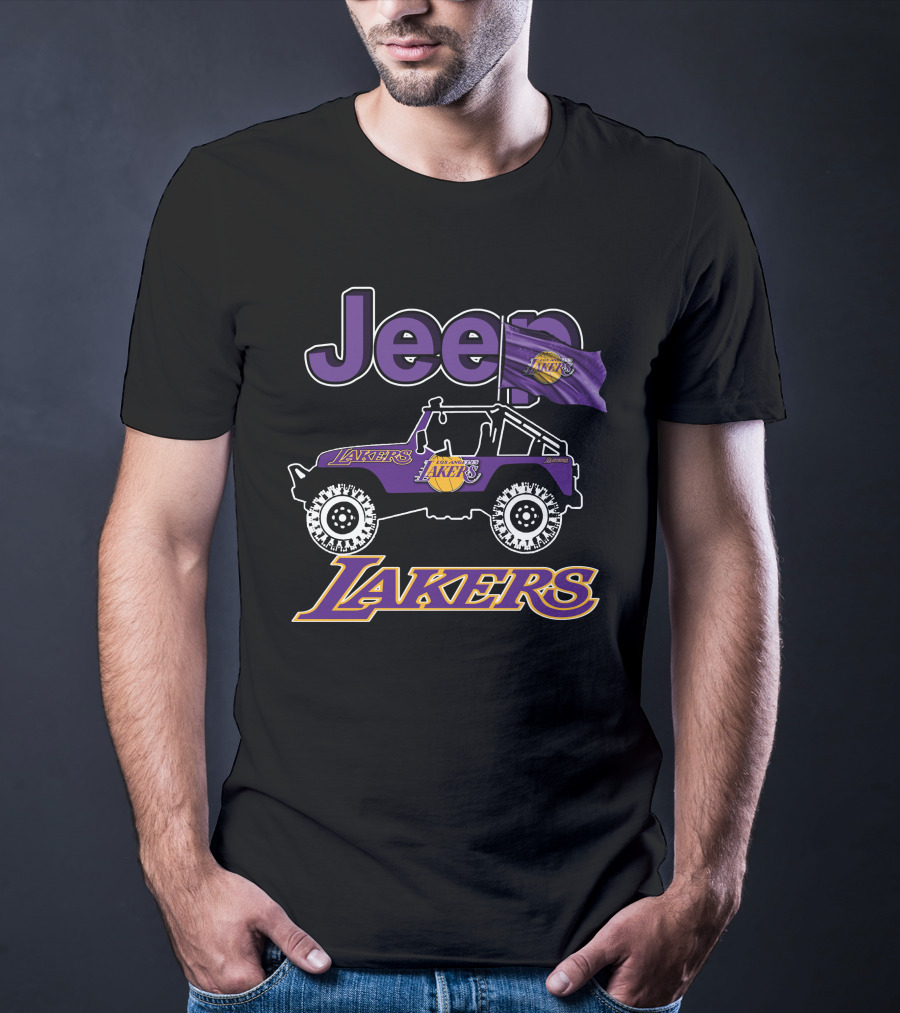 Jeep Los Angeles Lakers Flag Logo Vehicle Wheels T-Shirt