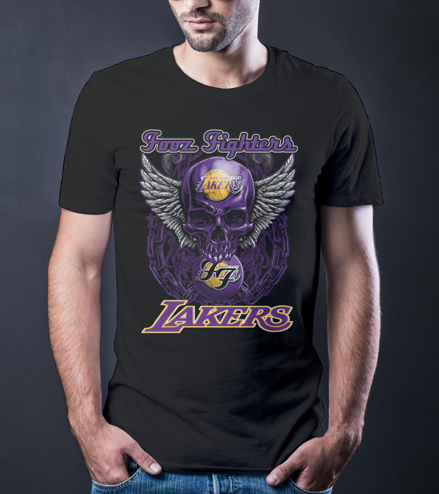 Foo Fighters Los Angeles Lakers Skull Wings T-Shirt