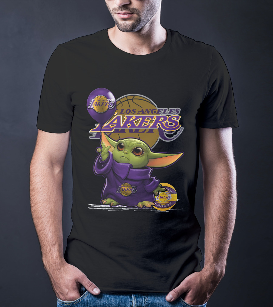 Yoda Los Angeles Lakers Basketball Logo Baby Alien T-Shirt