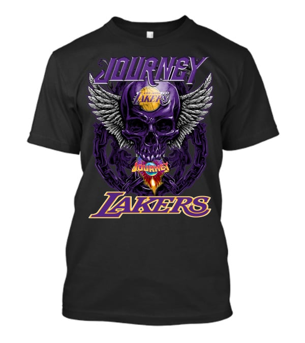 Journey Los Angeles Lakers Skull Wings Flame T-Shirt