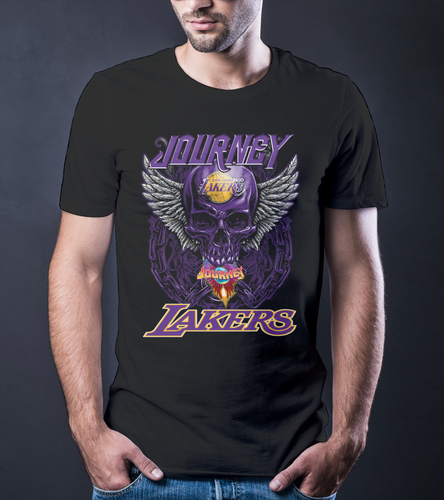 Journey Los Angeles Lakers Skull Wings Flame T-Shirt