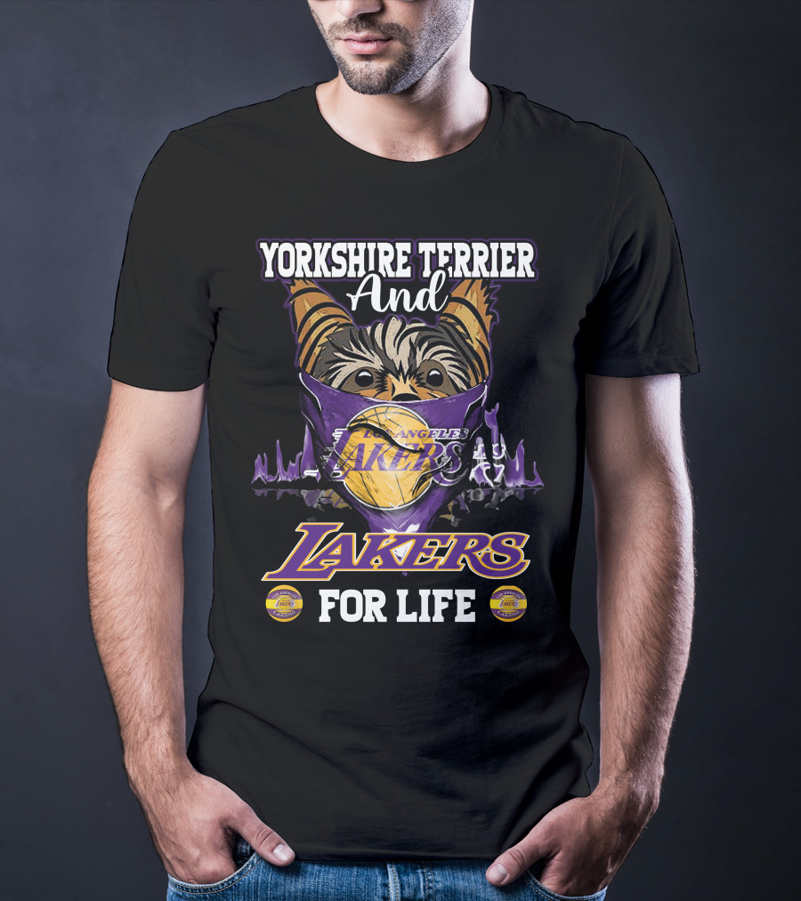 Yorkshire Terrier And Los Angeles Lakers For Life T-Shirt