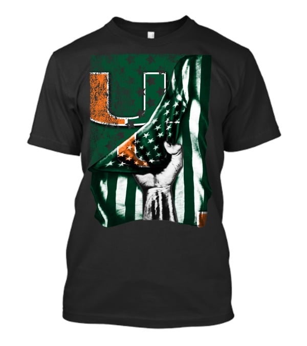 Miami Hurricanes U Flag Stars And Stripes Fist T-Shirt